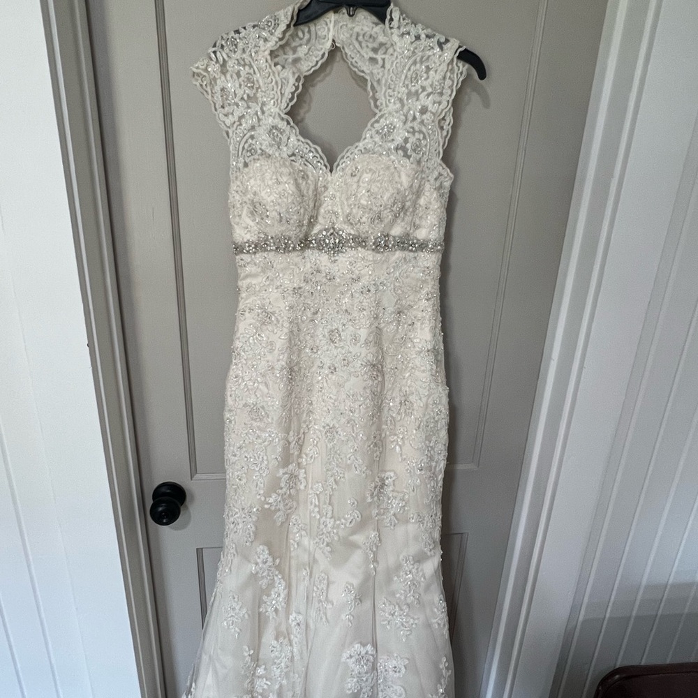 Elegant Lace Wedding Dress with Beaded Waist